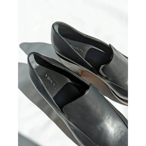 Vince Narissa Women's Black Leather Heeled Loafers Clogs Size 10 (MSRP $375) - Picture 6 of 11